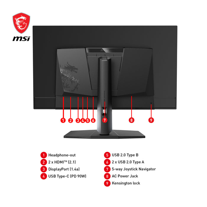 MSI MPG 321URXDE QD-OLED computer monitor 80 cm (31.5") 3840 x 2160 pixels 4K Ultra HD Black