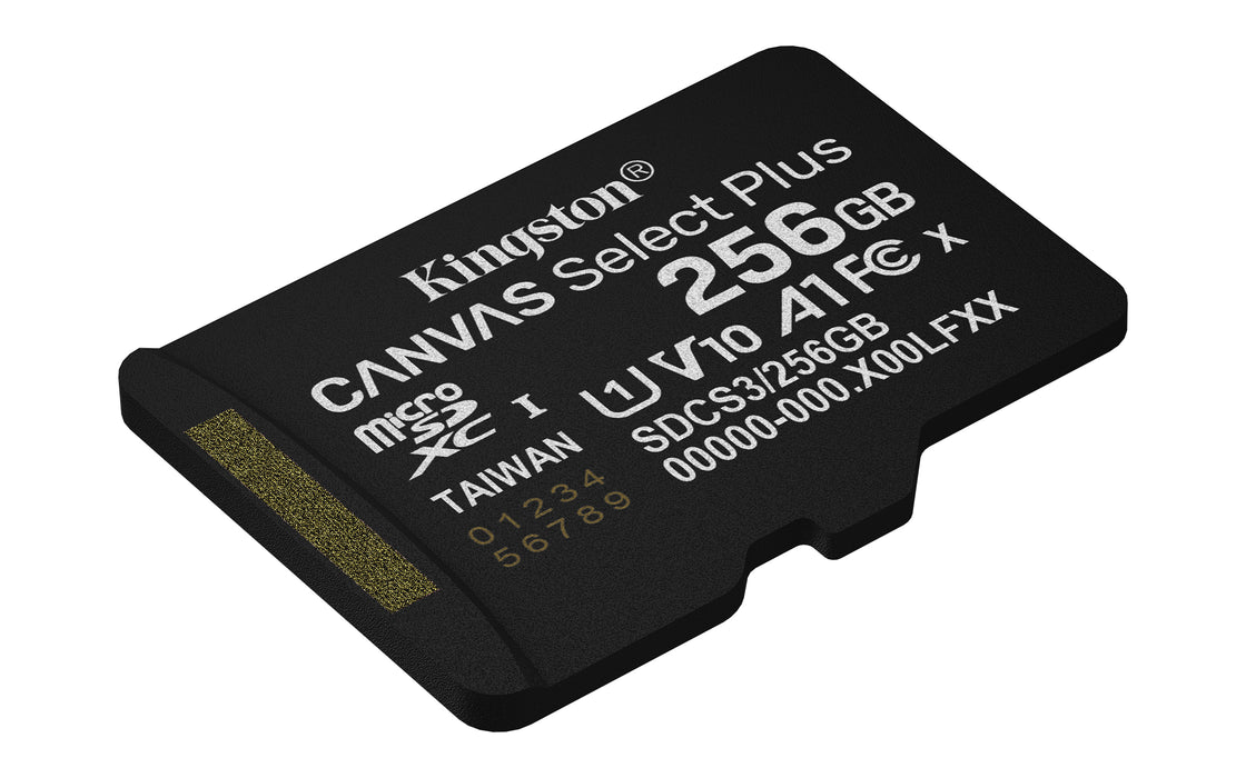 Kingston Technology 256GB micSDXC Canvas Select Plus Gen3 150R A1 Single Pack w/o ADP