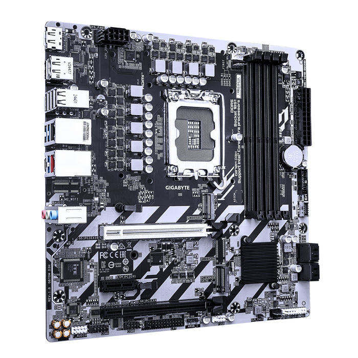 GIGABYTE Q870M D3H Motherboard - Intel Core Ultra (Series 2) CPUs, 4+1+2 Phases VRM, up to 6400MHz DDR5 (O.C), 2xPCIe 4.0 M.2, 2.5GbE LAN, USB 3.2 Gen 2