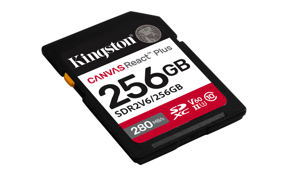 Kingston Technology 256GB Canvas React Plus SDXC UHS-II 280R/150W U3 V60 for Full HD/4K