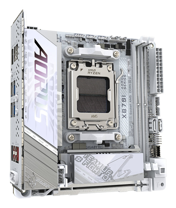 GIGABYTE X870I AORUS PRO ICE Motherboard - Supports AMD Ryzen 9000 Series CPUs, 8+2+1 phases VRM, up to 8400MHz DDR5 (OC), 1xPCIe 5.0 M.2 + 1xPCIe 4.0 M.2, WI-FI 7, 2,5GbE LAN, USB 4