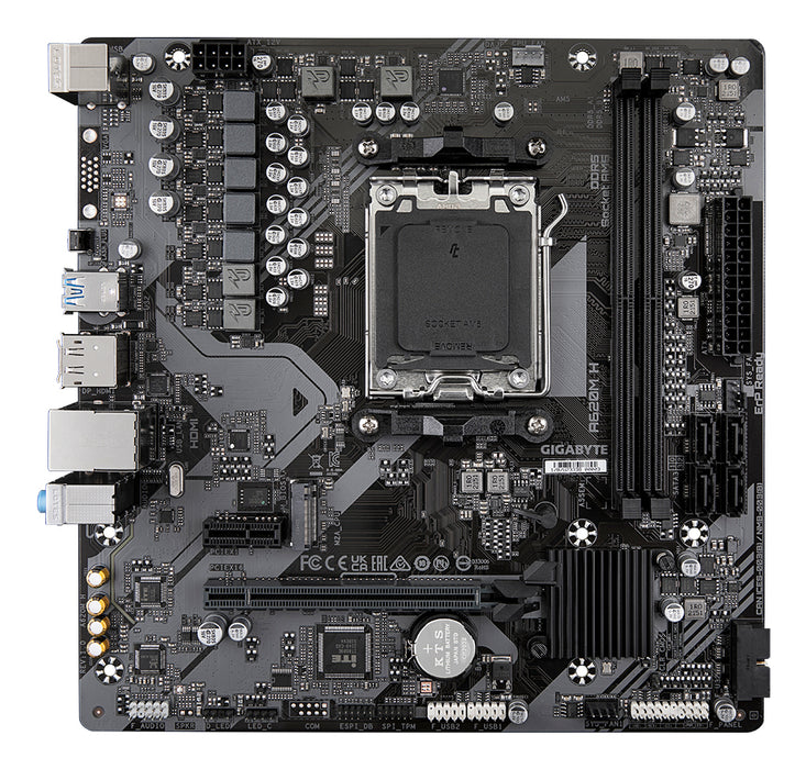 GIGABYTE A620M H Motherboard - Supports AMD Ryzen 8000 CPUs, 5+2+2 Phases Digital VRM, up to 7200MHz DDR5 (OC), 1xPCIe 4.0 M.2, GbE LAN, USB 3.2 Gen 1
