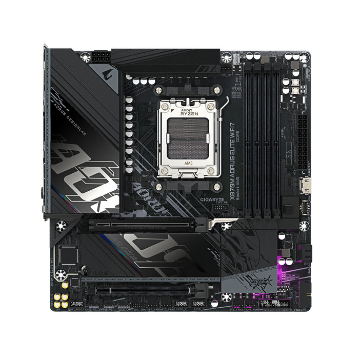 GIGABYTE X870M AORUS ELITE WIFI7 Motherboard - Supports AMD Ryzen 9000 CPUs, 14+2+2 Phases Digital VRM, up to 8200Hz DDR5 (OC), 1xPCIe 5.0 + 1xPCIe 4.0, Wi-Fi 7, 2.5 GbE LAN, USB 4
