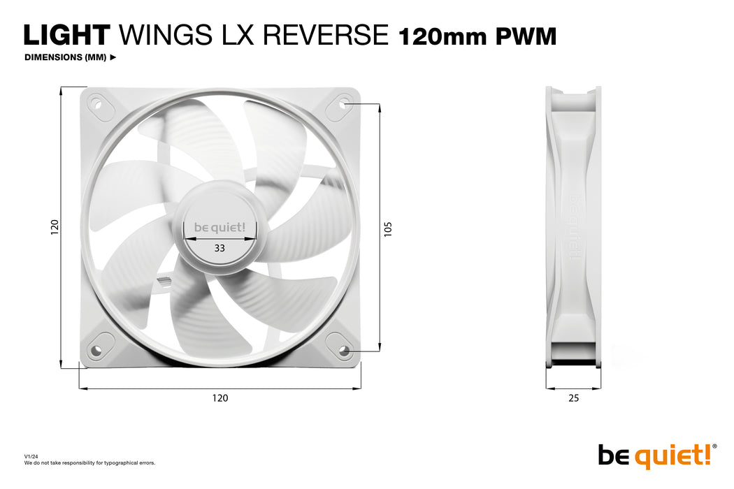 be quiet! Light Wings LX 120 mm PWM Reverse White