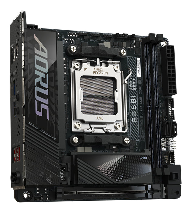 GIGABYTE B850I AORUS PRO Motherboard - AMD Ryzen 9000 Series CPUs, 8+2+1 Phases Digital VRM, up to 8400MHz DDR5 (OC), 1xPCIe 5.0 + 1xPCIe 4.0 M.2, 2.5LAN, WIFI 7, USB 3.2 Gen 2