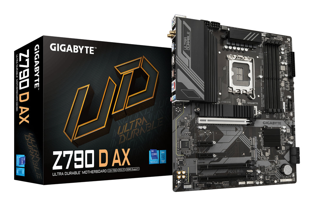 GIGABYTE Z790 D AX Motherboard - Supports Intel Core 14th Gen CPUs, 12+1+1 Phases Digital VRM, up to 7600MHz DDR5 (OC), 3xPCIe 4.0 M.2, Wi-Fi 6E, 2.5GbE LAN, USB 3.2 Gen 2