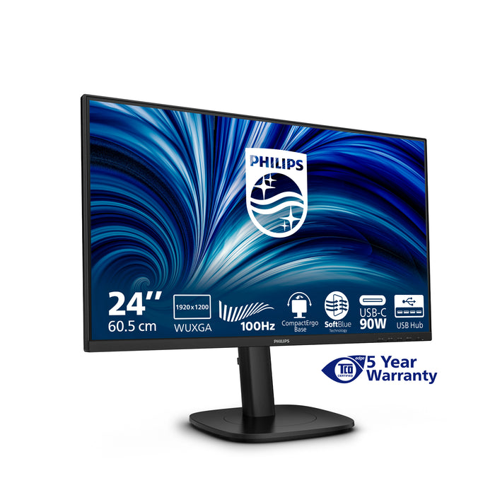 Philips 3000 series 24B2U3301D/00 computer monitor 61.2 cm (24.1") 1920 x 1200 pixels WUXGA LCD Black